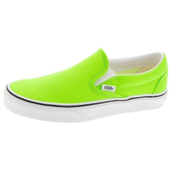 Vans Classic Slip On Neon Green Gecko/White Shoes - Picture 2 of 14